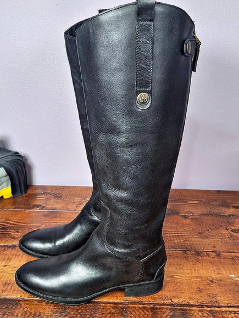 Sam Edelman Penny Riding Boot Black Women's Size 7M Tall Knee High